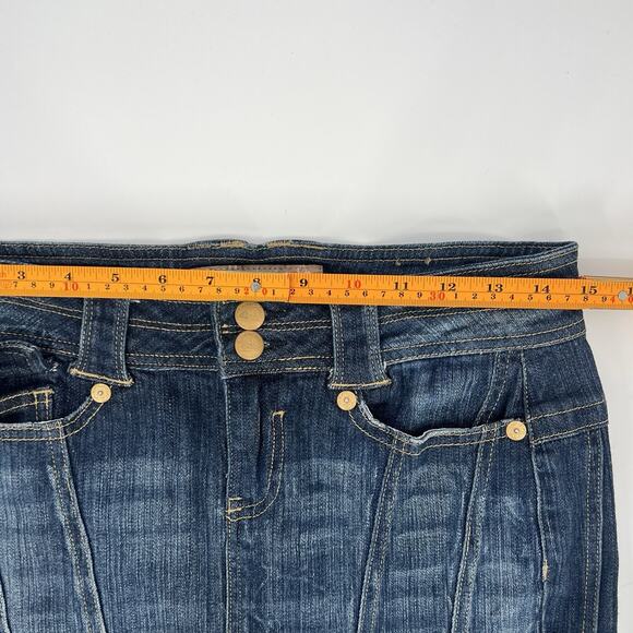 Y2K Candies Low Rise Ruffle Hem Denim Skirt With Embroidery Detail Women Size 5 - Picture 5 of 7